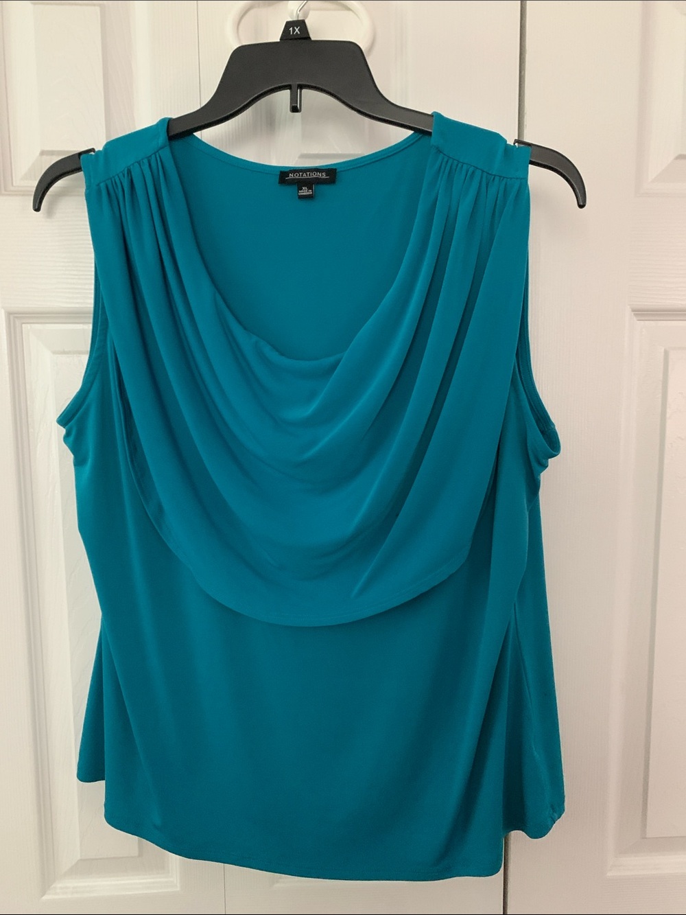 Notations Teal Drape Neck Sleeveless Top